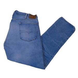 Polo Ralph Lauren Button Fly Blue‎ Faded Distressed Jeans 165/98c Men's 38x30